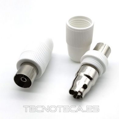 10.534/BL. Conector TV hembra recto en blanco Ø 9'52 mm