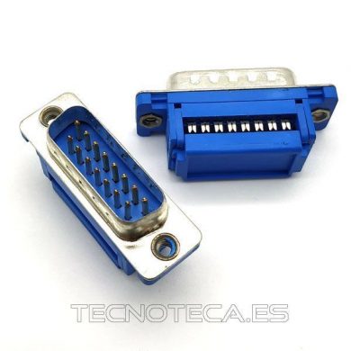08.400/15. Conector SUB D macho de 15 pines cable plano