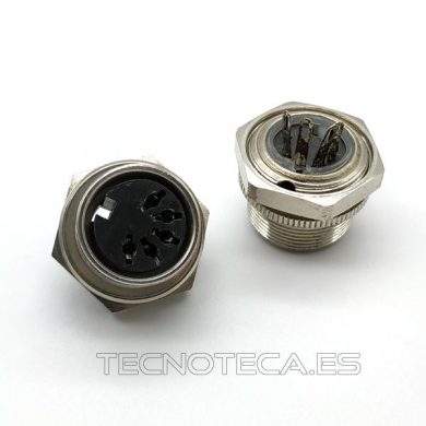 10.172/5/45. Conector DIN 5 pines hembra panel metal rosca