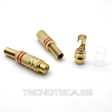 10.591/D/R. Conector RCA hembra metalico dorado en rojo