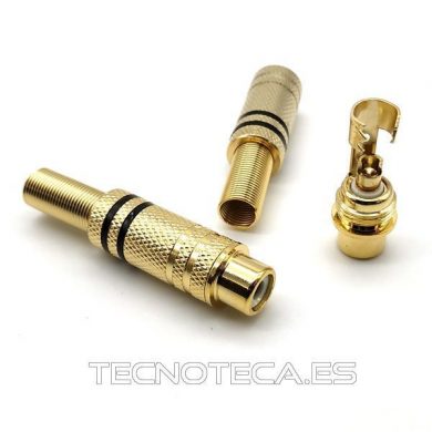 10.591/D/N. Conector RCA hembra metalico dorado en negro
