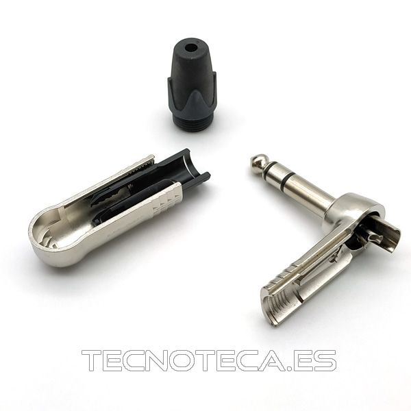 NP3RX. Conector JACK 6,3 macho estereo en codo metalico