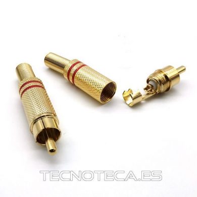 10.590/D/R. Conector RCA macho metalico rojo dorado