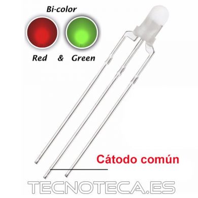 LED de 3mm BICOLOR 3 pines Rojo y Verde