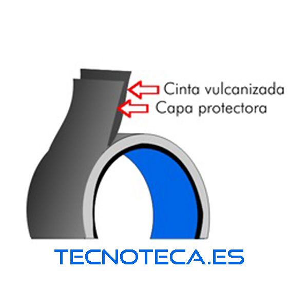 Cinta reparadora de caucho flexible y vulcanizable.