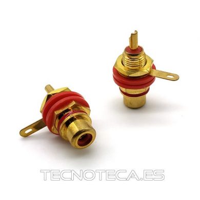 10.581/R. Conector RCA hembra para panel en dorado en rojo