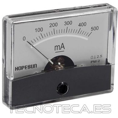 AIM60500. Amperimetro de panel analogico 500mA DC