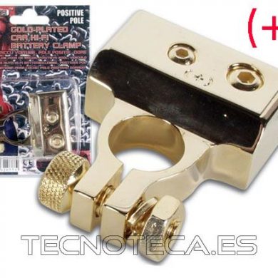CHA005-POS. Borne bateria dorado polo positivo