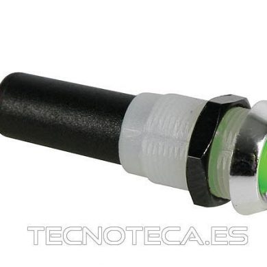 12VCG. Piloto LED en verde de 12VDC cromado