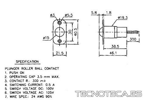 HAA29. Pulsador de bola Reed NO 100VAC 0,5A - Imagen 2