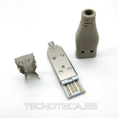 CON227. Conector USB A macho aereo para soldar