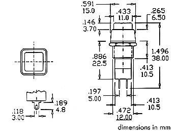 R1823C/125. Pulsador cuadrado negro N.C. 3A - Imagen 2