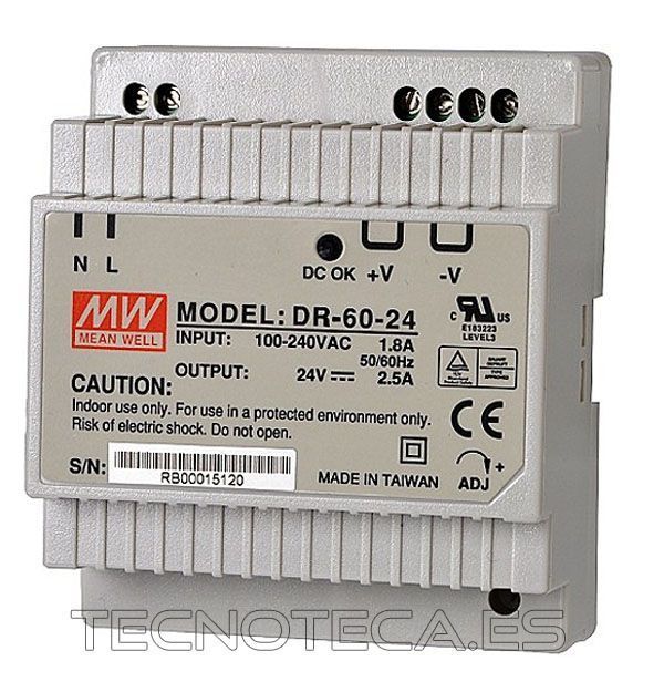DR-60-5. Fuente carril Mean Well 5V 6.5A