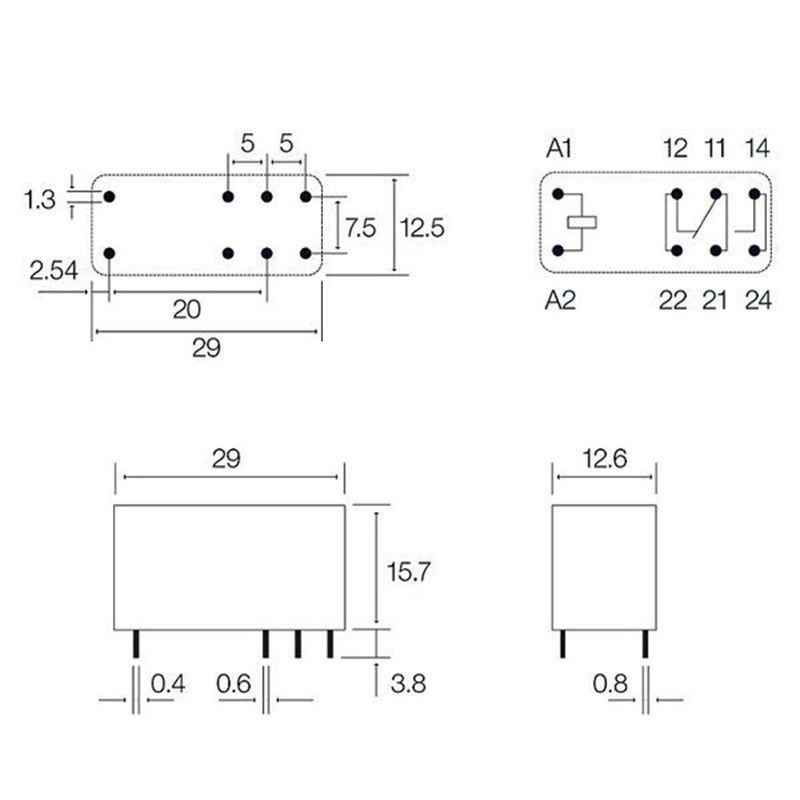 41.61.9.024.001. Rele 24VDC 1 circuito 16Amp - Imagen 2