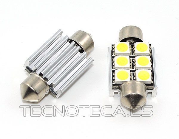 Bombilla LED 12VDC Festoon CANBUS 6 LEDs SMD 39mm