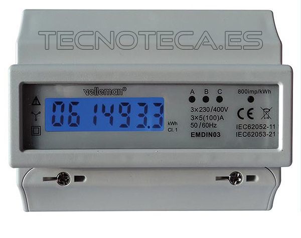EMDIN03. Contador de energia trifasico 230/400VAC 100A