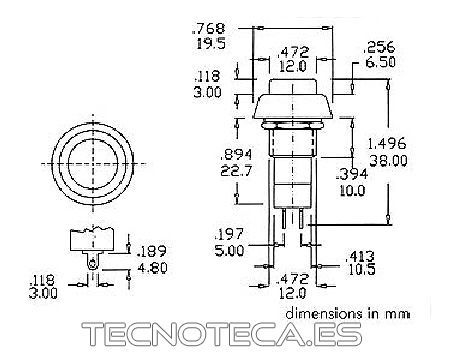 R1825A/125. Pulsador interruptor OFF-ON 1A/125V - Imagen 2