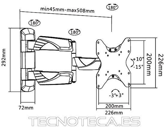 WB052. Soporte de pared para TV inclinable de 23″a 42″ - Imagen 3
