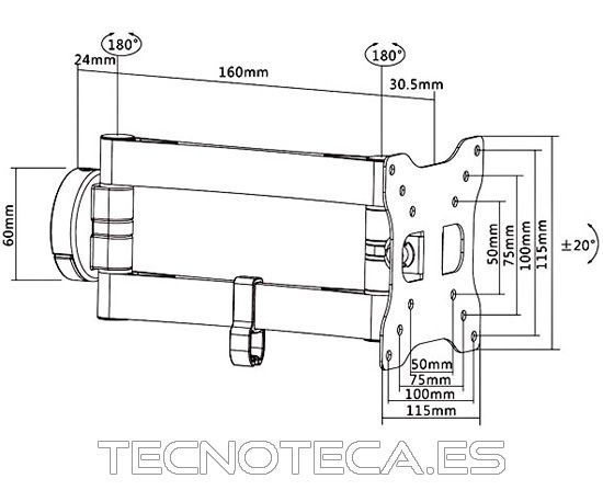 WB051. Soporte de pared para TV inclinable de 13″a 27" - Imagen 2