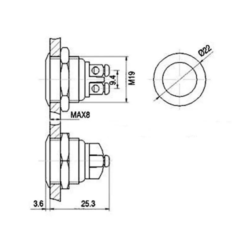 R1800R. Pulsador acero inoxidable 19mm SPST 1 NO - Imagen 2