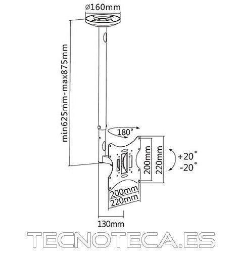WB042. Soporte para montaje en techo de 23" a 42" - Imagen 2