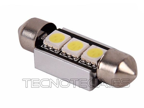 Bombilla LED 12VDC Festoon CANBUS 3 LEDs 5050 SMD 36mm