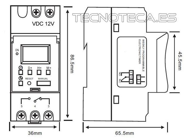 Temporizador 24V AC DC programable digital semanal - Imagen 2