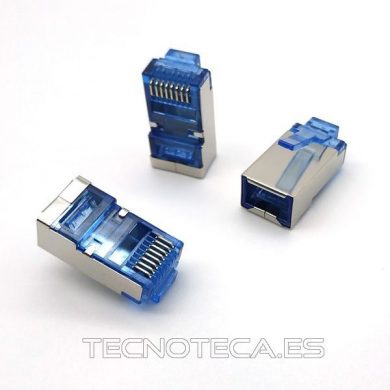 CON046. Conector RJ45 CAT6 FTP guia AZUL