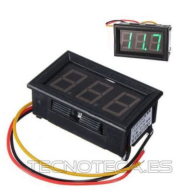 Voltimetro de panel LEDs 0-99,9V tres hilos, verde
