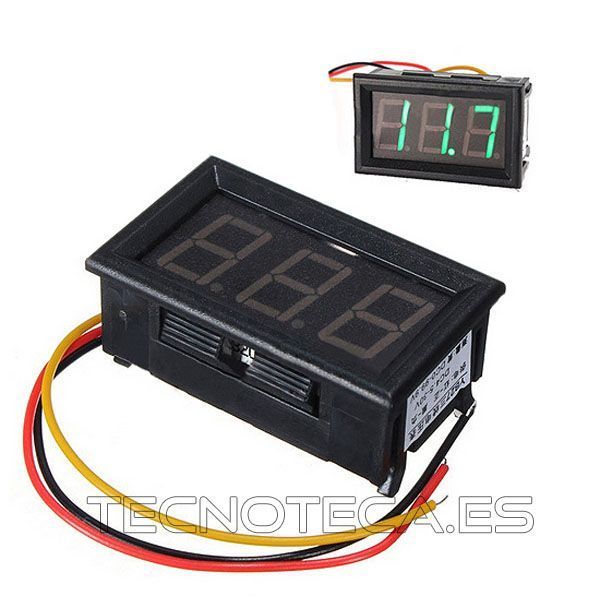 Voltimetro de panel LEDs 0-99,9V tres hilos, verde