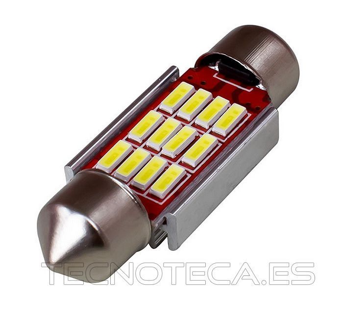 Bombilla LED 12VDC. Festoon CANBUS 12 LED SMD 31mm