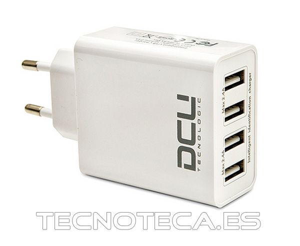 37300500. Cargador 230VAC cuatro USB 4,8A