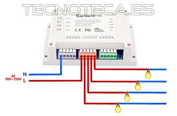 Control remoto por WIFI 4 canales 230VAC Alexa - Imagen 2