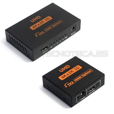Splitter HDMI 1x2. 1 entrada a 4 salidas
