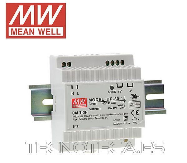 DR-30-12. Fuente carril Mean Well 12V 2A 24W