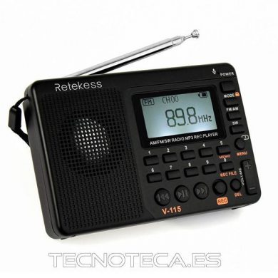 V115. Receptor de radio AM/FM/SW con bateria, SD