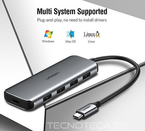 Hub USB tipo C a USB3.0 cuatro puertos - Imagen 2