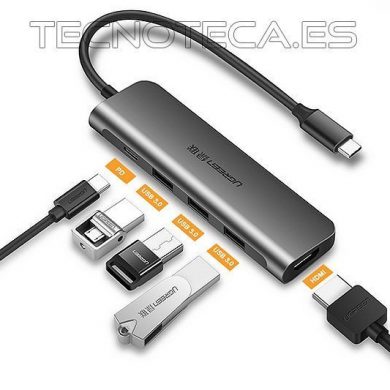 Adaptador USB tipo C a HDMI mas 3 salidas de USB 3.0