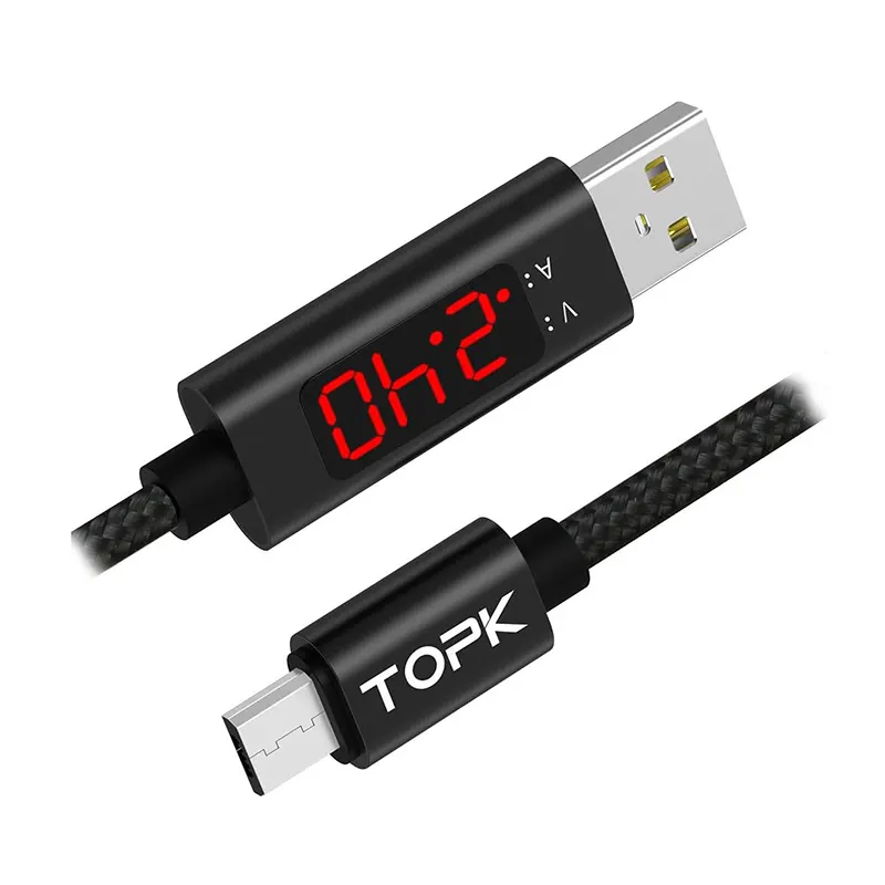 Cable USB a micro USB con amperímetro y voltímetro
