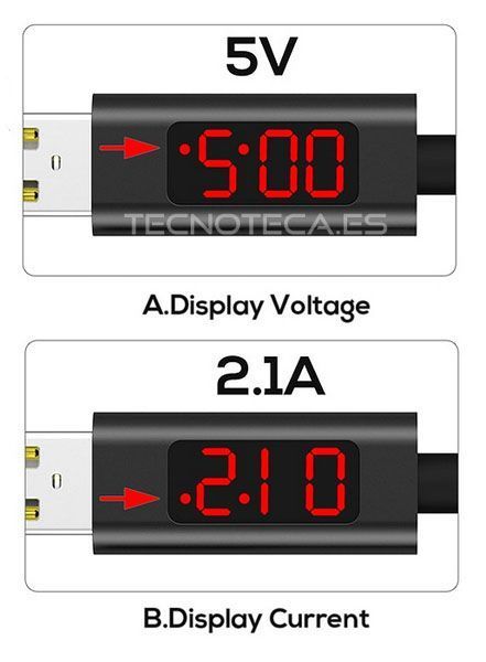 Cable USB a micro USB con amperímetro y voltímetro - Imagen 2