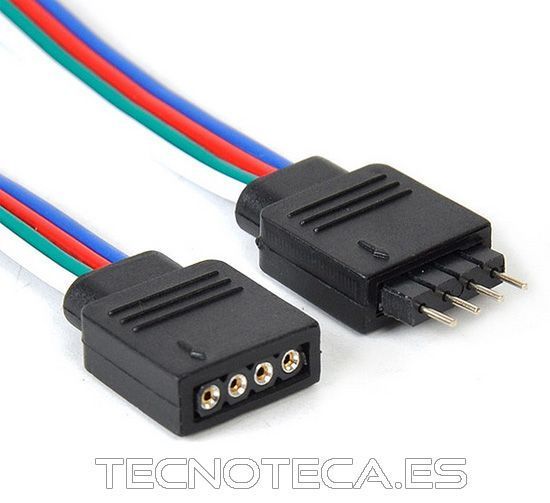 Pareja cable para tira de LED macho y hembra RGB 10cm