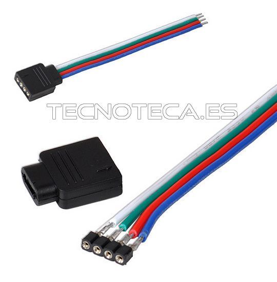 Pareja cable para tira de LED macho y hembra RGB 10cm - Imagen 2