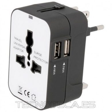 MEL074. Adaptador de red universal retractil con USB x2