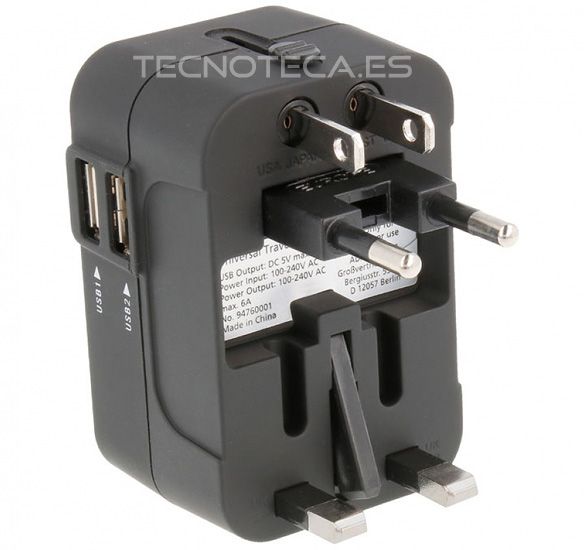 MEL074. Adaptador de red universal retractil con USB x2 - Imagen 2