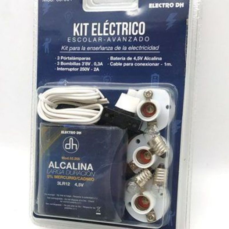 KIT electrico escolar con 3 lamparas y portalamparas. 80.601