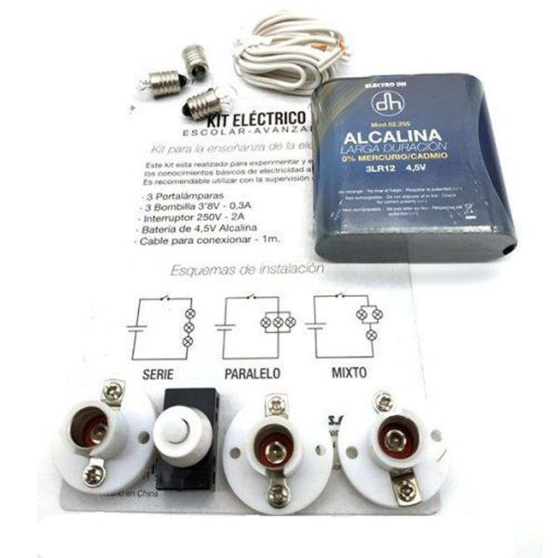 KIT electrico escolar con 3 lamparas y portalamparas. 80.601 - Imagen 2
