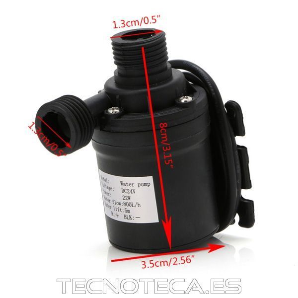 Bomba de agua sumergible de 800 litros/hora 12VDC - Imagen 4