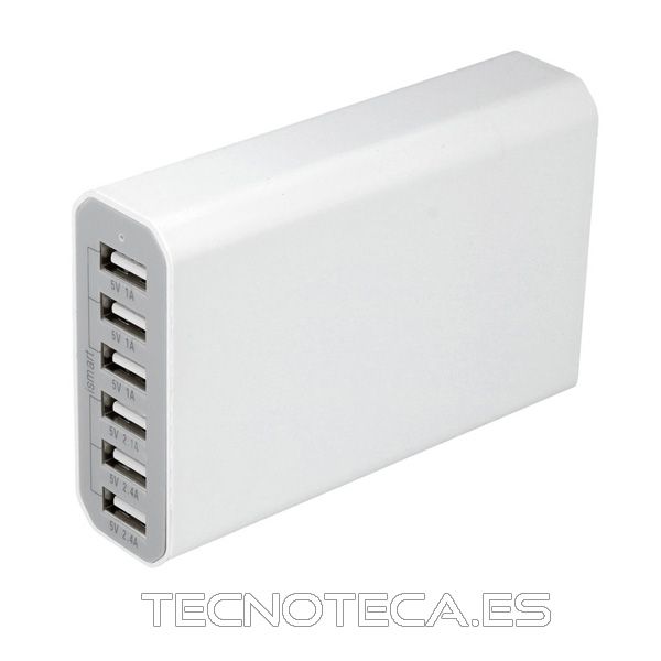 CAR343. Cargador 6 USB 100 a 240V 5V 10A