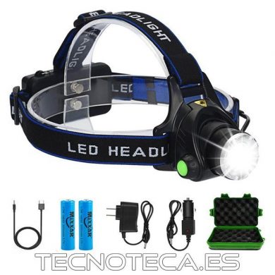 Linterna LED de cabeza 2X18650 CAJA y cargadores