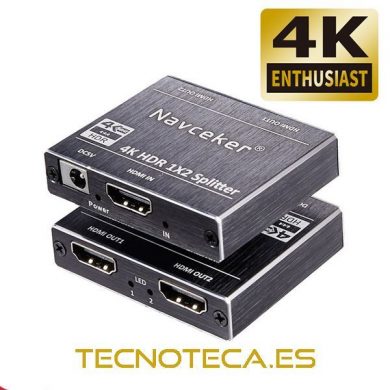 SPLITTER HDMI HDCP 2.2 de 4K 60Hz 2 salidas